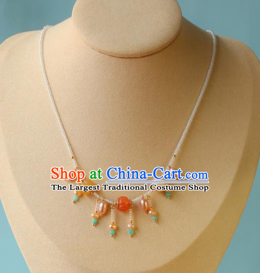 Chinese Traditional Tang Dynasty Pearls Necklace Accessories Ancient Court Beauty Necklet