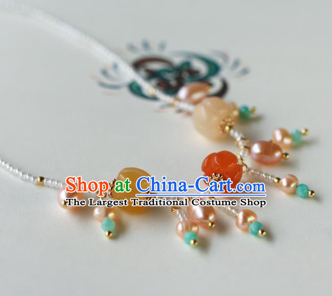 Chinese Traditional Tang Dynasty Pearls Necklace Accessories Ancient Court Beauty Necklet
