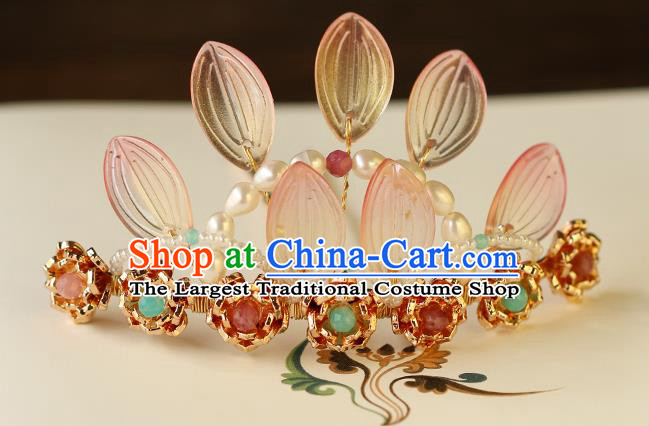 China Traditional Song Dynasty Beads Hairpin Ancient Palace Lady Hair Crown