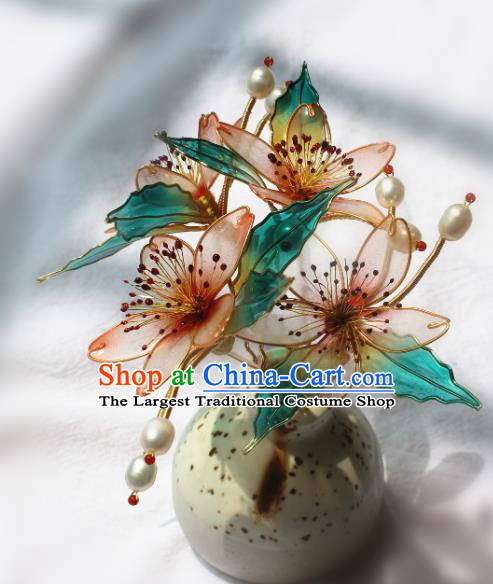China Traditional Hanfu Peach Blossom Hair Stick Ancient Palace Princess Hairpin