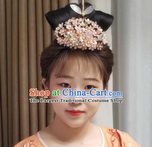China Ancient Imperial Concubine Hairpin Traditional Song Dynasty Yellow Flowers Dragonfly Hair Crown