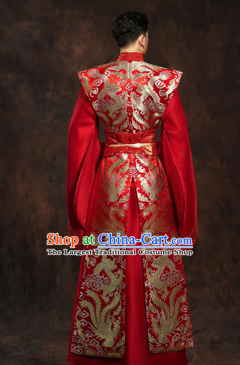 Chinese Ancient Bridegroom Embroidered Hanfu Clothing Traditional Tang Dynasty Emperor Wedding Costumes
