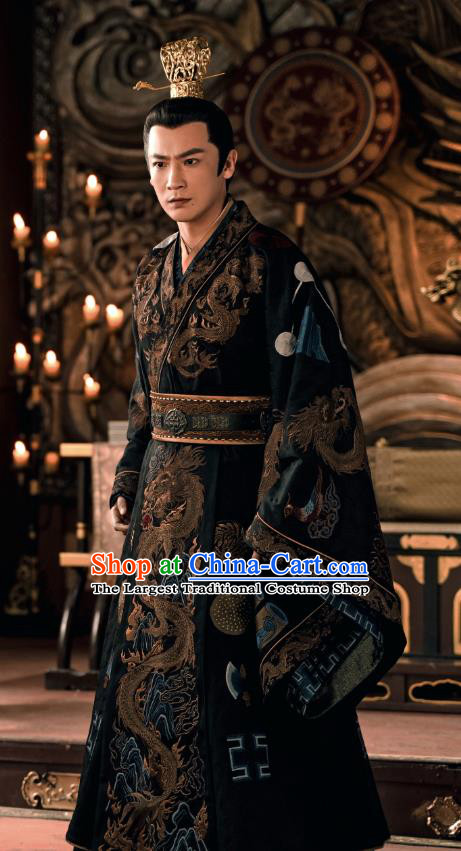 China Ancient Emperor Costumes Traditional History Drama Ming Dynasty Royal King Replica Clothing and Headwear
