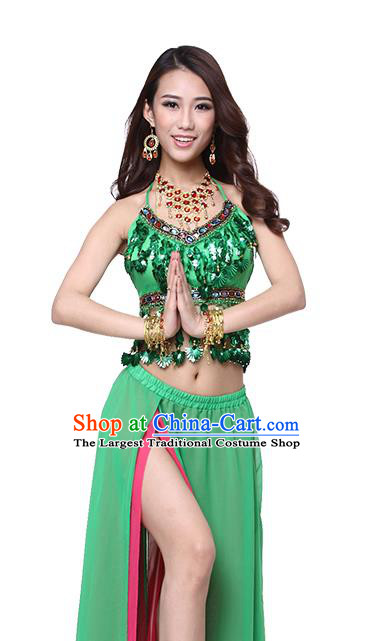 Indian Belly Dance Performance Costumes Asian Raks Sharki Dancewear Oriental Dance Green Uniforms