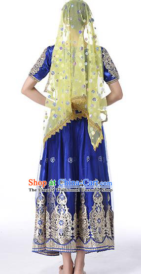Asian Belly Dance Performance Costume Embroidered Royalblue Blouse and Skirt Indian Bollywood Dance Dress Clothing