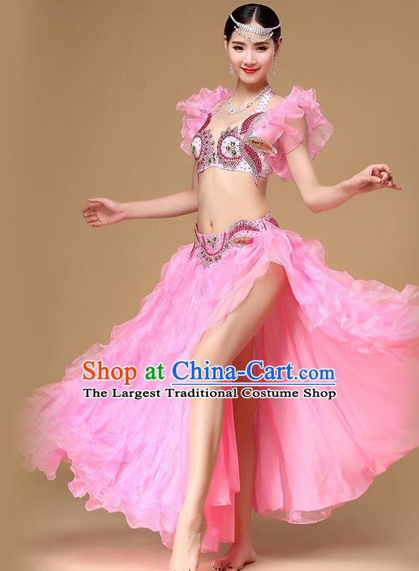 Pink Flower Belly Dance Costume - Aida Style