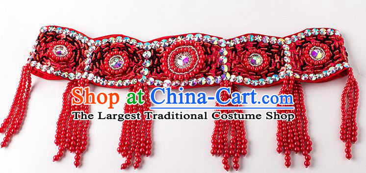 Indian Oriental Dance Clothing Asian Stage Performance Bra and Skirt Top Belly Dance Competition Red Dress
