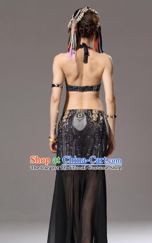 Asian Oriental Dance Costumes Primitive Tribe Performance Dress Traditional Indian Belly Dance Black Uniforms