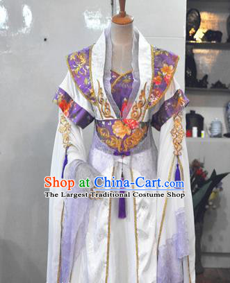 China Traditional Cosplay Tang Dynasty Empress Clothing Ancient Fairy Queen Purple Hanfu Dress
