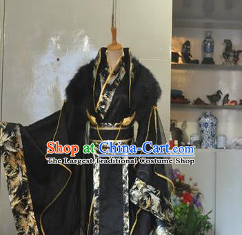 Chinese Ancient Monarch Hanfu Clothing Drama Cosplay Emperor Black Apparels Qin Dynasty King Garment Costumes