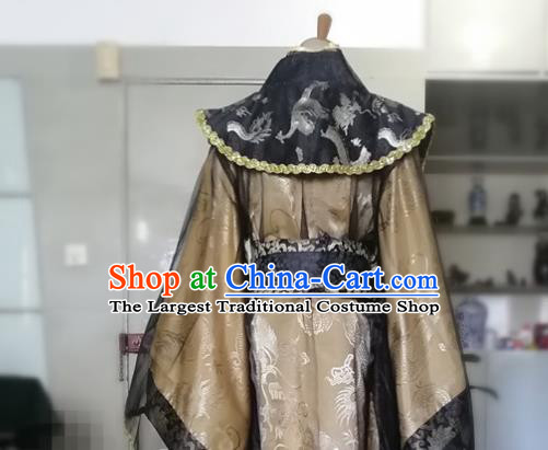 Chinese Qin Dynasty Emperor Garment Costumes Ancient King Golden Hanfu Clothing Drama Cosplay Nobility Childe Apparels