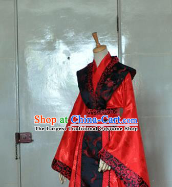Chinese Zhou Dynasty Emperor Garment Costumes Ancient King Red Hanfu Clothing Drama Cosplay Prince Wedding Apparels