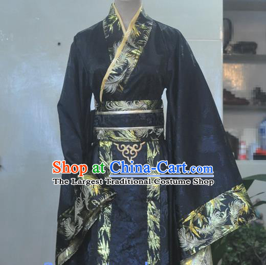 Chinese Drama Cosplay Emperor Black Apparels Zhou Dynasty King Garment Costumes Ancient Royal Highness Hanfu Clothing