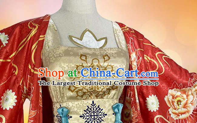 China Ancient Princess Red Dress Garment Traditional Cosplay Dance Beauty Gongsun Li Clothing