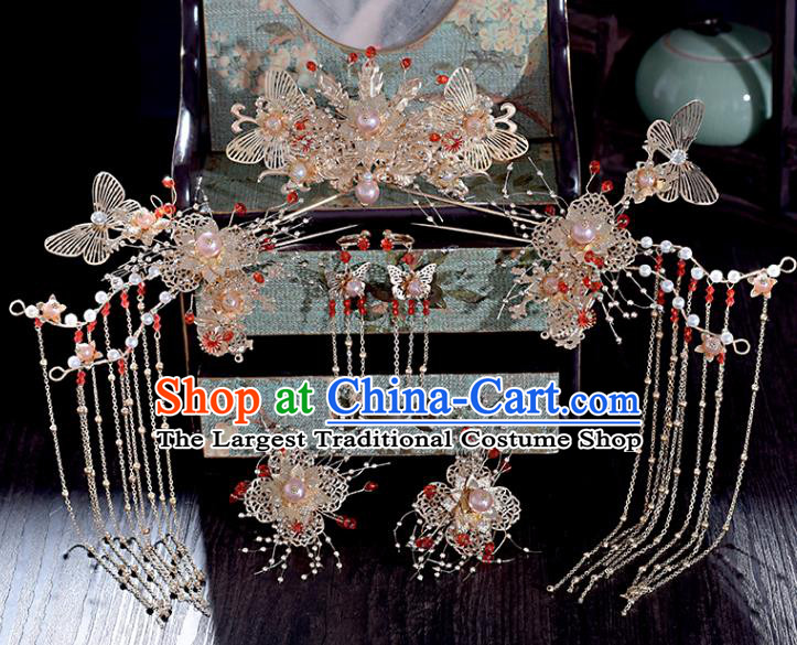 Chinese Xiuhe Suit Hair Comb Hairpins Classical Bride Headdress Traditional Wedding Hair Accessories