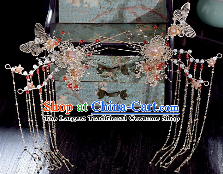 Chinese Xiuhe Suit Hair Comb Hairpins Classical Bride Headdress Traditional Wedding Hair Accessories
