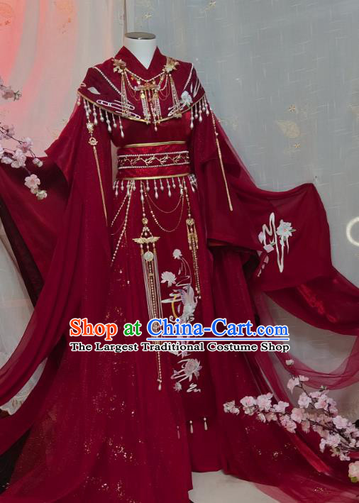 Chinese Cosplay Childe Wedding Red Apparels Jin Dynasty Swordsman Garment Costumes Ancient Prince Xie Lian Clothing