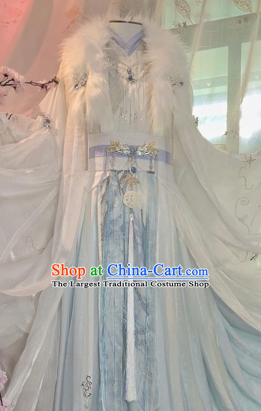 Chinese Ancient Prince Chu Wanning Clothing Cosplay Childe White Apparels Jin Dynasty Swordsman Garment Costumes