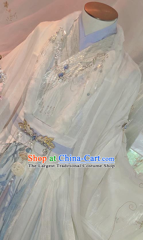 Chinese Ancient Prince Chu Wanning Clothing Cosplay Childe White Apparels Jin Dynasty Swordsman Garment Costumes