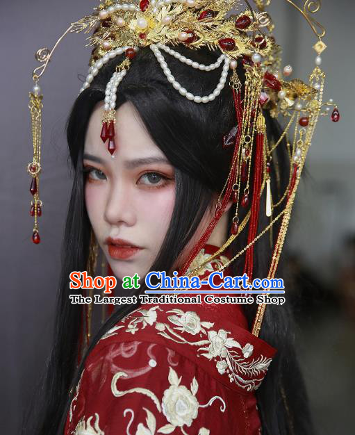 Chinese Traditional Jin Dynasty Princess Phoenix Coronet Headwear Ancient Swordswoman Wedding Hair Accessories