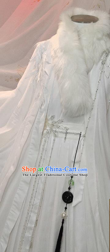 Chinese Cosplay Noble Childe White Apparels Ming Dynasty Prince Garment Costumes Ancient Swordsman Clothing