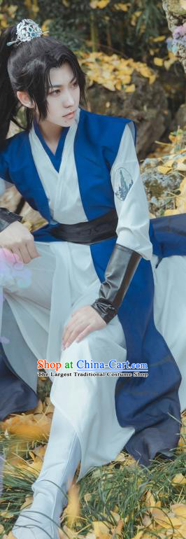 Chinese Ancient Young Hero Garment Costumes Han Dynasty Knight Clothing Cosplay Swordsman Mo Ran Apparels