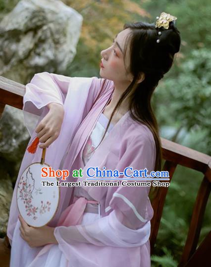 China Cosplay Swordswoman Jiang Yanli Clothing Traditional Ancient Fairy Lilac Dress Garment