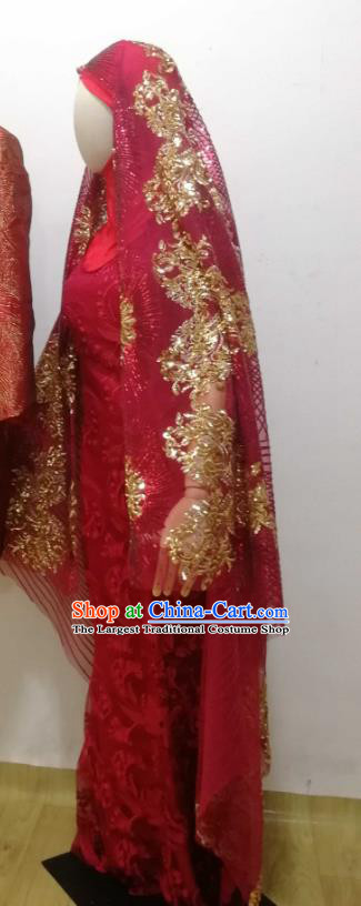 Asian India Bride Garment Indian Traditional Wedding Red Dress Pakistan Woman Clothing