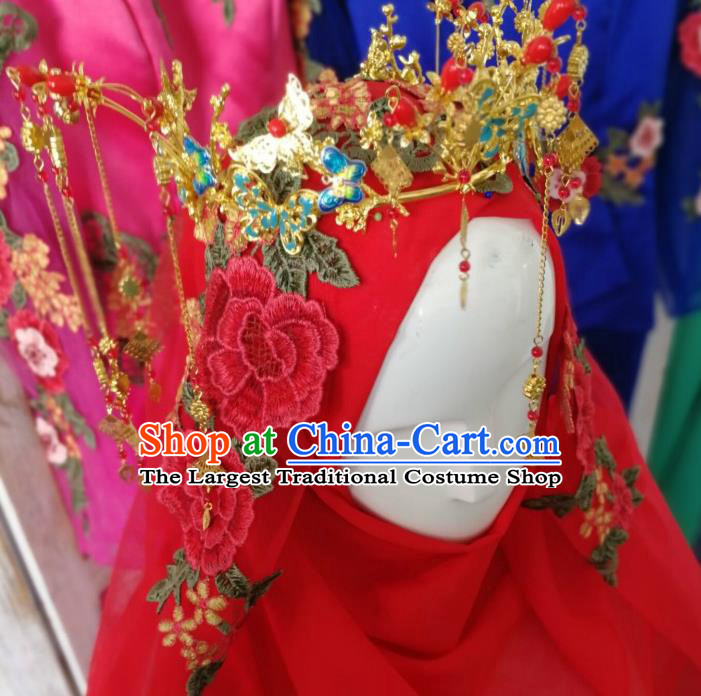 Chinese Traditional Hui Nationality Wedding Hair Accessories Ethnic Bride Golden Hair Crown