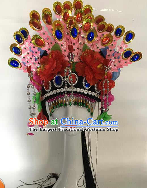 Chinese Classical Dance Headdress Traditional Peking Opera Diva Pearls Hair Crown Stage Performance Phoenix Coronet
