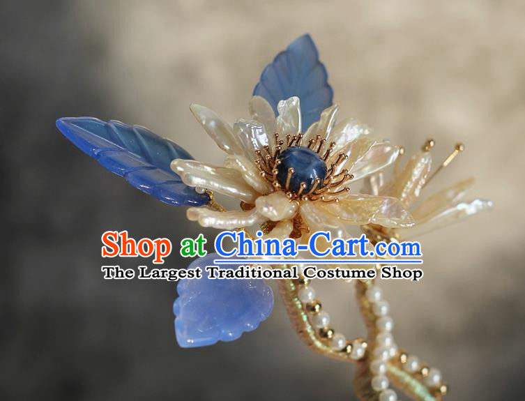China Traditional Hanfu Hair Accessories Ancient Princess Chrysanthemum Hairpin Song Dynasty Young Beauty Shell Hair Stick