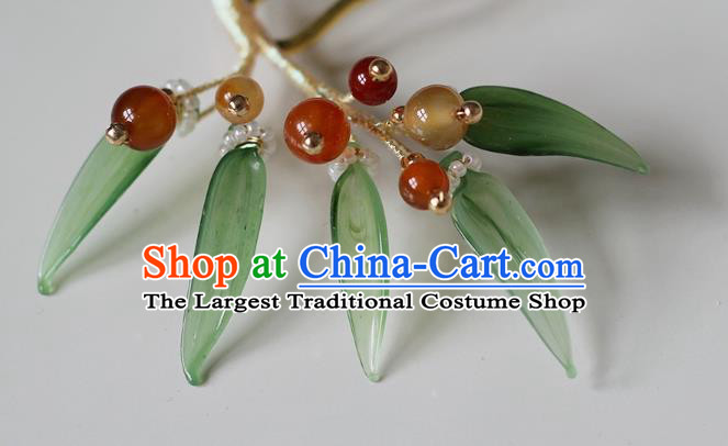 China Ancient Princess Bamboo Leaf Hairpin Song Dynasty Palace Lady Hair Combs Traditional Hanfu Hair Accessories