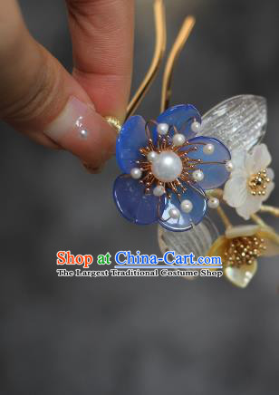 China Ancient Princess Blue Plum Hairpin Song Dynasty Young Lady Hair Stick Traditional Hanfu Headwear