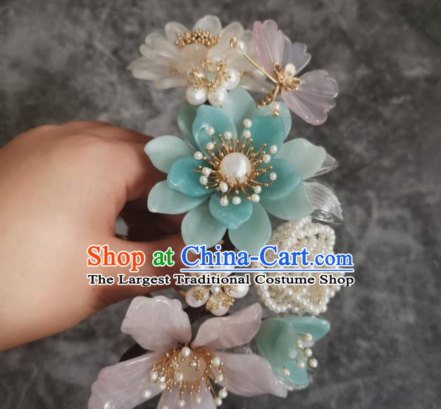 China Traditional Hanfu Hair Accessories Ancient Palace Lady Hairpin Ming Dynasty Peach Blossom Hair Comb