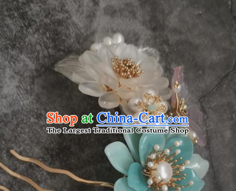 China Traditional Hanfu Hair Accessories Ancient Palace Lady Hairpin Ming Dynasty Peach Blossom Hair Comb