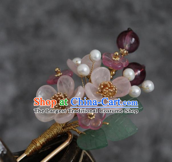 China Traditional Hanfu Headpiece Ancient Princess Hairpin Ming Dynasty Young Lady Plum Blossom Hair Stick
