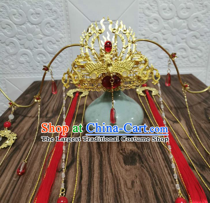 Chinese Ancient Crown Prince Golden Hair Crown Traditional Cosplay Swordsman Xie Lian Wedding Hair Accessories