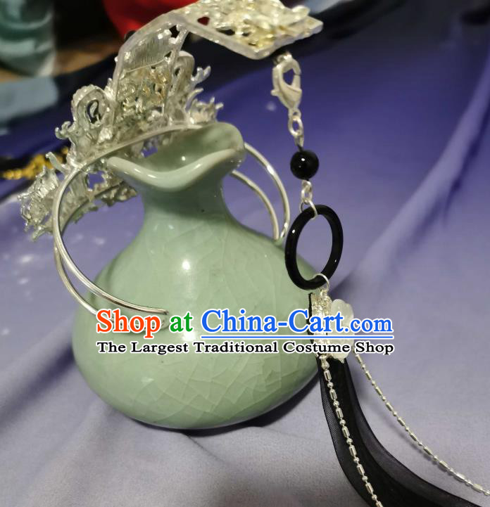 Chinese Cosplay Swordsman Hair Accessories Ancient Childe Argent Hair Crown Traditional Hanfu Headdress