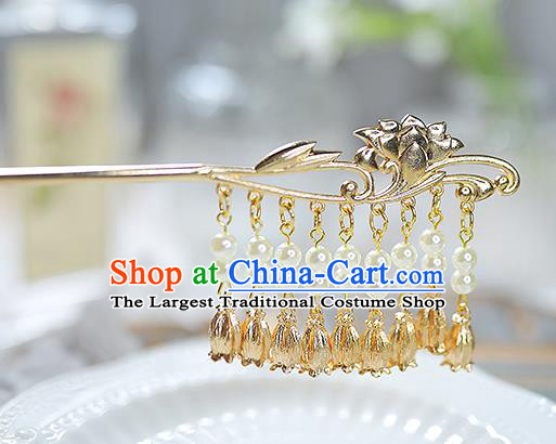 China Handmade Traditional Hanfu Golden Phoenix Coronet Ancient Princess Tassel Hairpin Tang Dynasty Hair Accessories Complete Set