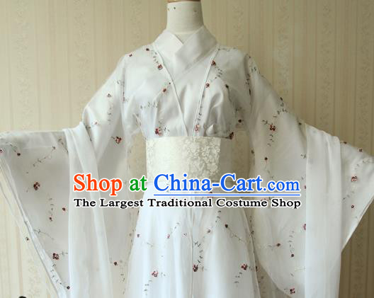 China Ancient Princess Garments Traditional Jin Dynasty Young Lady White Hanfu Dress Cosplay Fairy Zi Jin Clothing