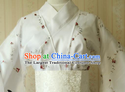 China Ancient Princess Garments Traditional Jin Dynasty Young Lady White Hanfu Dress Cosplay Fairy Zi Jin Clothing