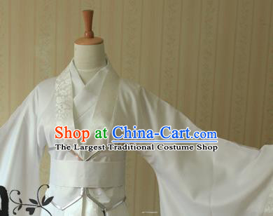 Chinese Traditional Han Dynasty Prince Apparels Ancient Childe Garment Costumes Cosplay Scholar White Hanfu Clothing