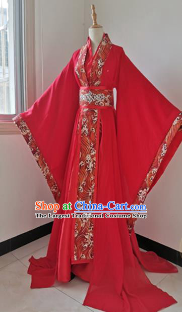 Chinese Ancient Childe Garment Costumes Cosplay Swordsman Xie Lian Red Hanfu Clothing Traditional Han Dynasty Crown Prince Apparels
