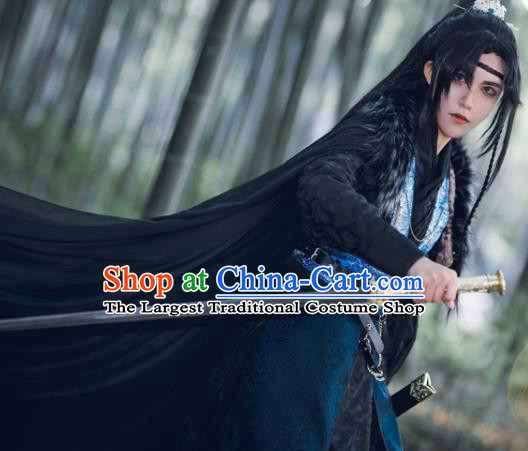 Chinese Ancient Young Knight Garment Costumes Cosplay Swordsman Xiao Chiye Hanfu Clothing Traditional Ming Dynasty Black Apparels