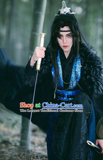 Chinese Ancient Young Knight Garment Costumes Cosplay Swordsman Xiao Chiye Hanfu Clothing Traditional Ming Dynasty Black Apparels
