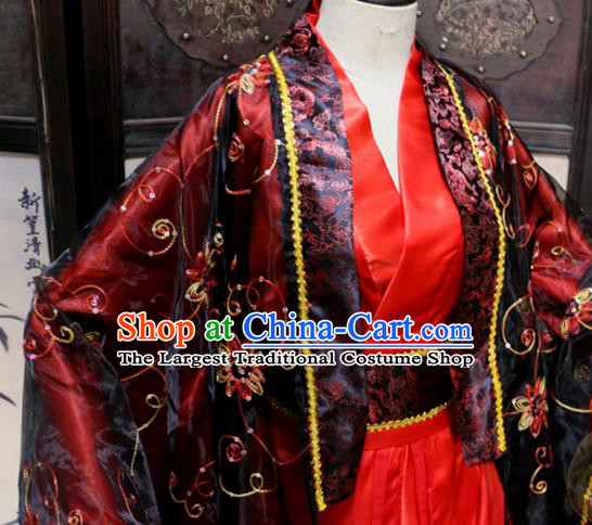 Chinese Traditional Jin Dynasty Wedding Apparels Ancient Emperor Garment Costumes Cosplay King Red Hanfu Clothing
