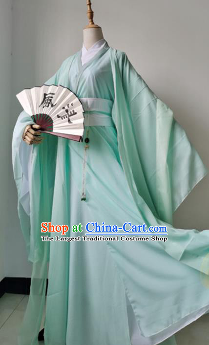 Chinese Cosplay Swordsman Shen Qingqiu Green Hanfu Clothing Traditional Jin Dynasty Childe Apparels Ancient Scholar Garment Costumes