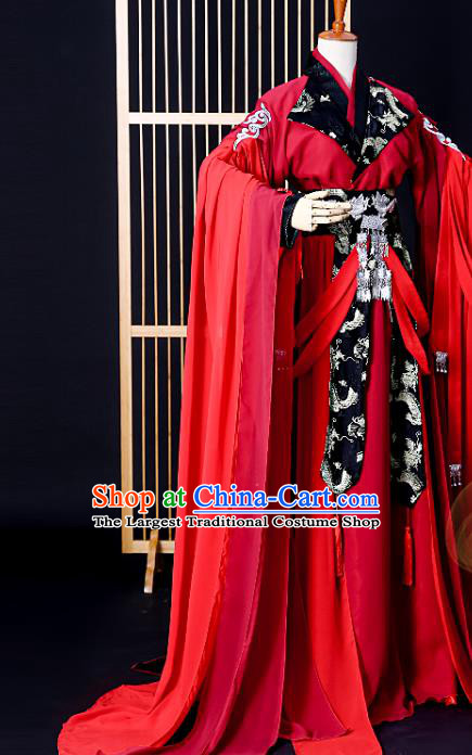 Chinese Cosplay Swordsman Hua Cheng Red Hanfu Clothing Traditional Jin Dynasty King Apparels Ancient Young Knight Garment Costumes
