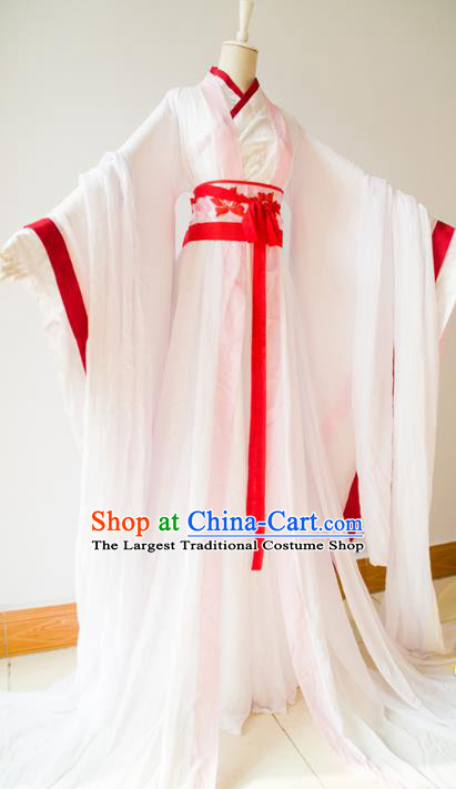Chinese Ancient Childe Garment Costumes Cosplay Swordsman Bai He Hanfu Clothing Traditional Tang Dynasty Young Hero Apparels