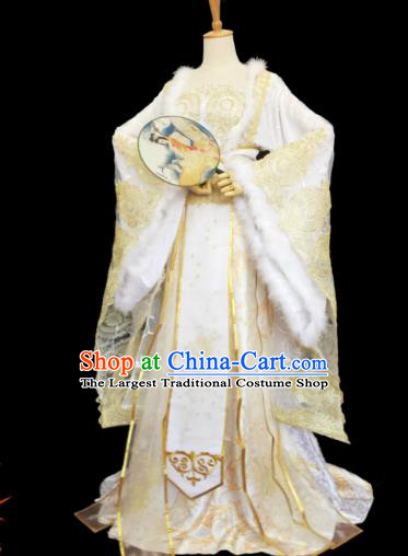 China Traditional Tang Dynasty Empress Yellow Hanfu Dress Cosplay Goddess Qin Su Clothing Ancient Queen Garments